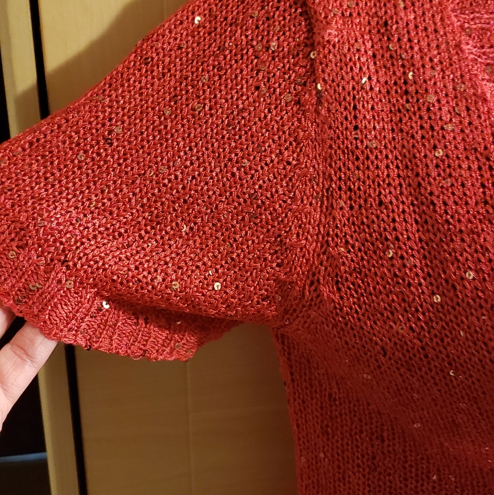 Orange glitter open sweater cardigan - Picture 8 of 10
